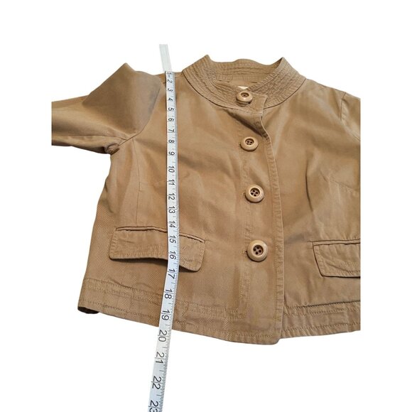 J Crew Chino Blazer Jacket Beige Button Front Flap Pockets 100% Cotton Classic 6 - Picture 8 of 11